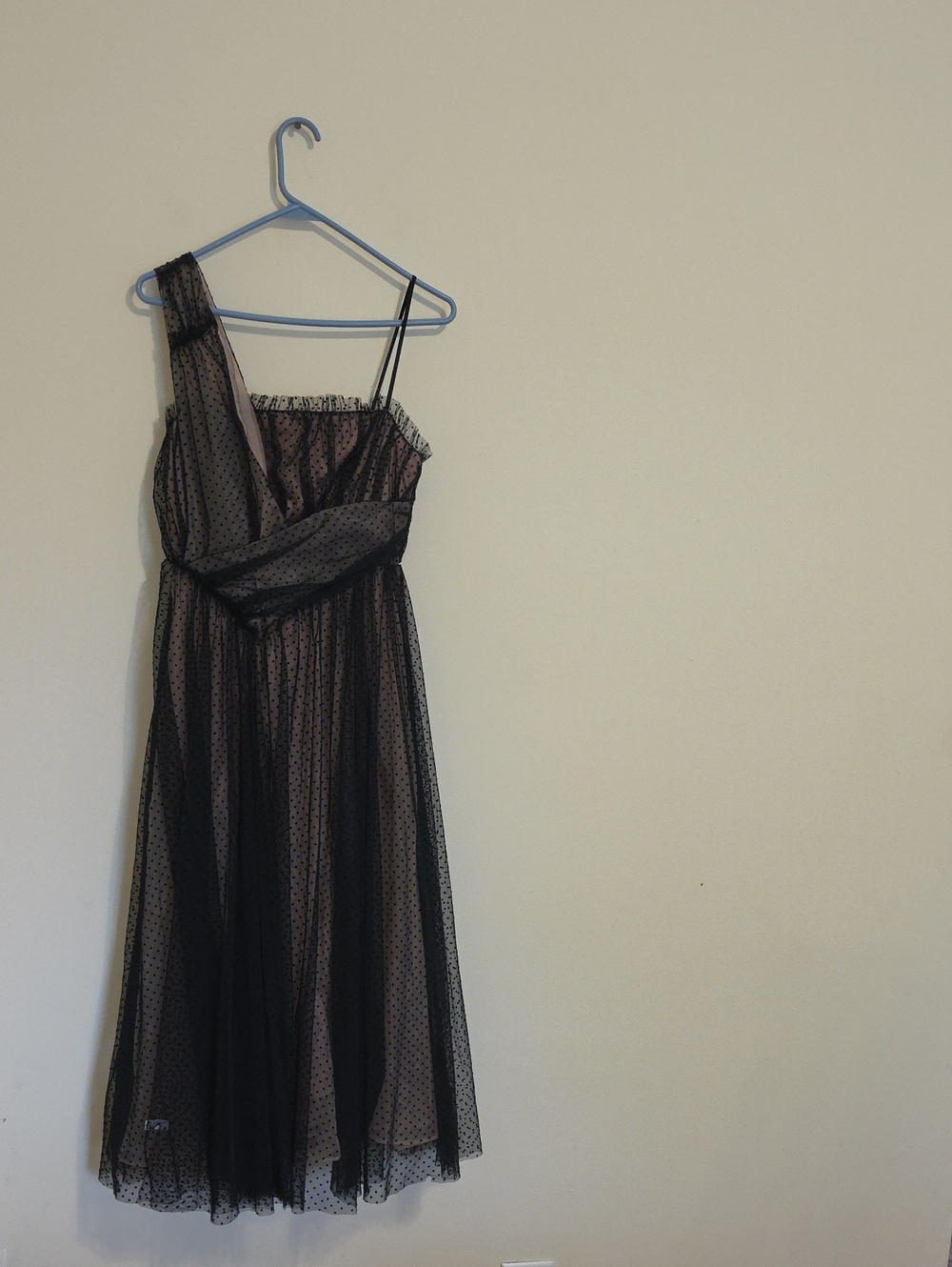 Anthropologie Black Sheer Polka Dot Maxi Dress